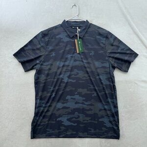 Travis Mathew Polo Shirt Mens 3XL Blue Camo Beachside Stealth Golf Performance